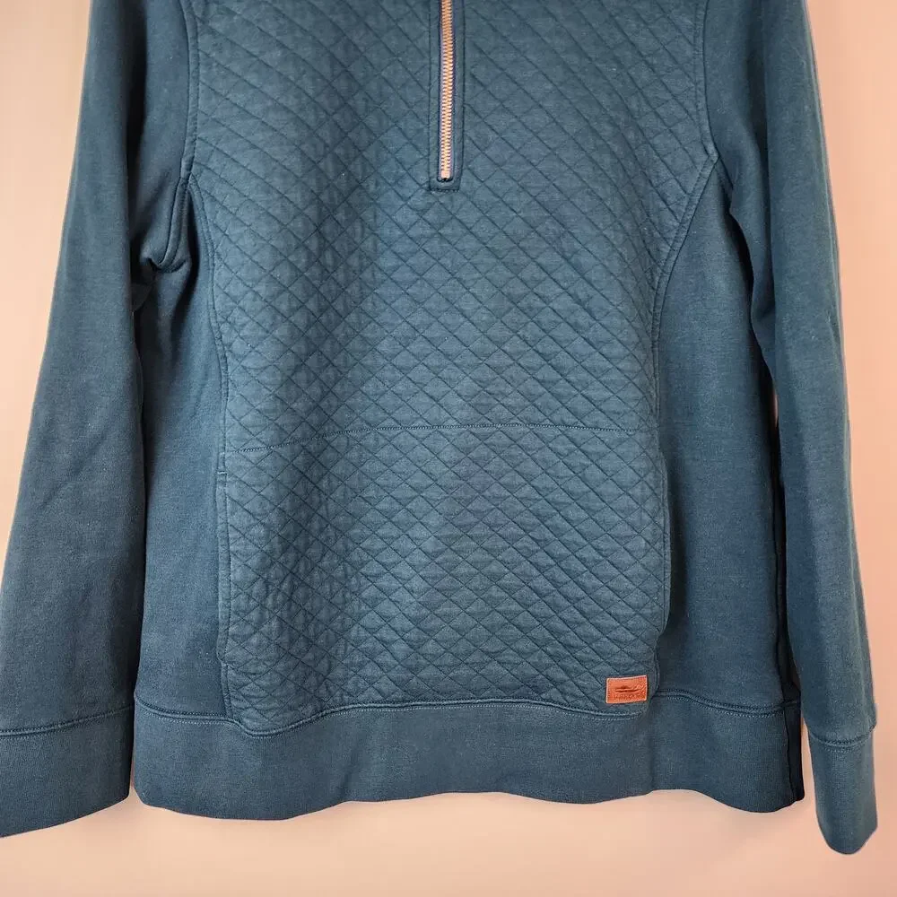 L.L. Bean Quilted 1/4 Zip Sweatshirt Teal Pullover Sweater Women's Large - Picture 5 of 7